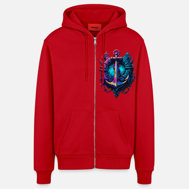 Anchor - Organic Relaxed Hooded Jacket Made in EU - red