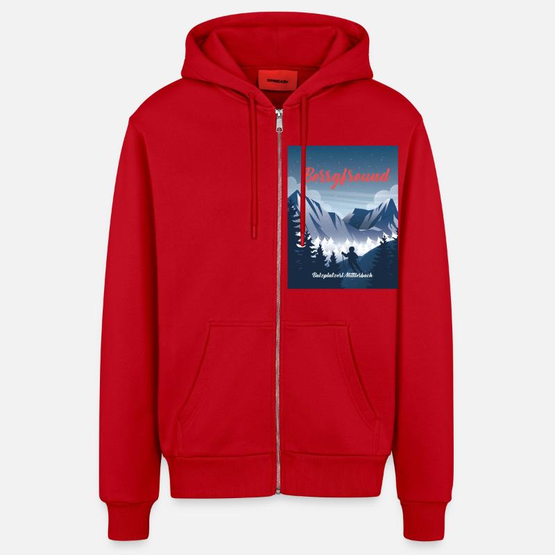 uploaded - Organic Relaxed Kapuzenjacke Made in EU - Rot