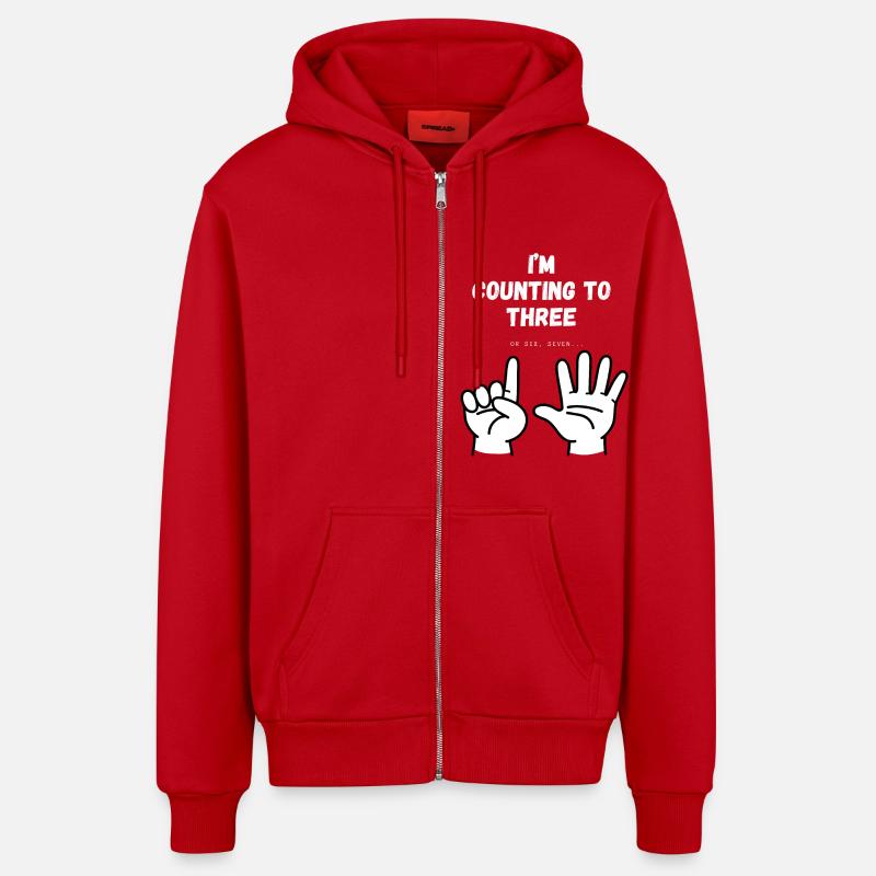 I'm counting to three - Organic Relaxed Hooded Jacket Made in EU - red