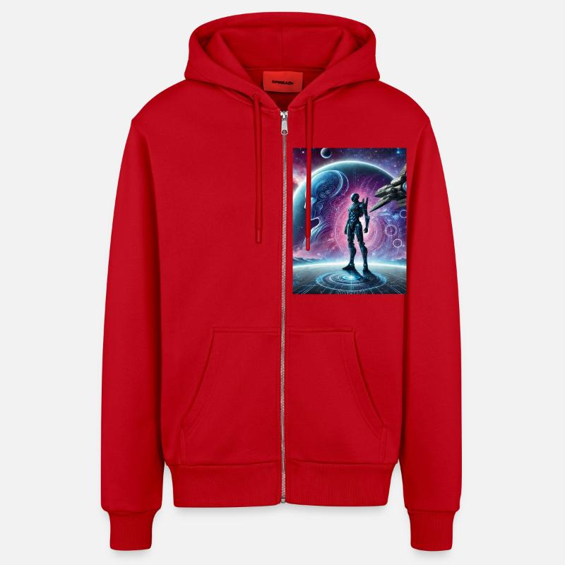 Tech Cosmos - Veste à capuche bio décontractée fabriquée en UE - rouge