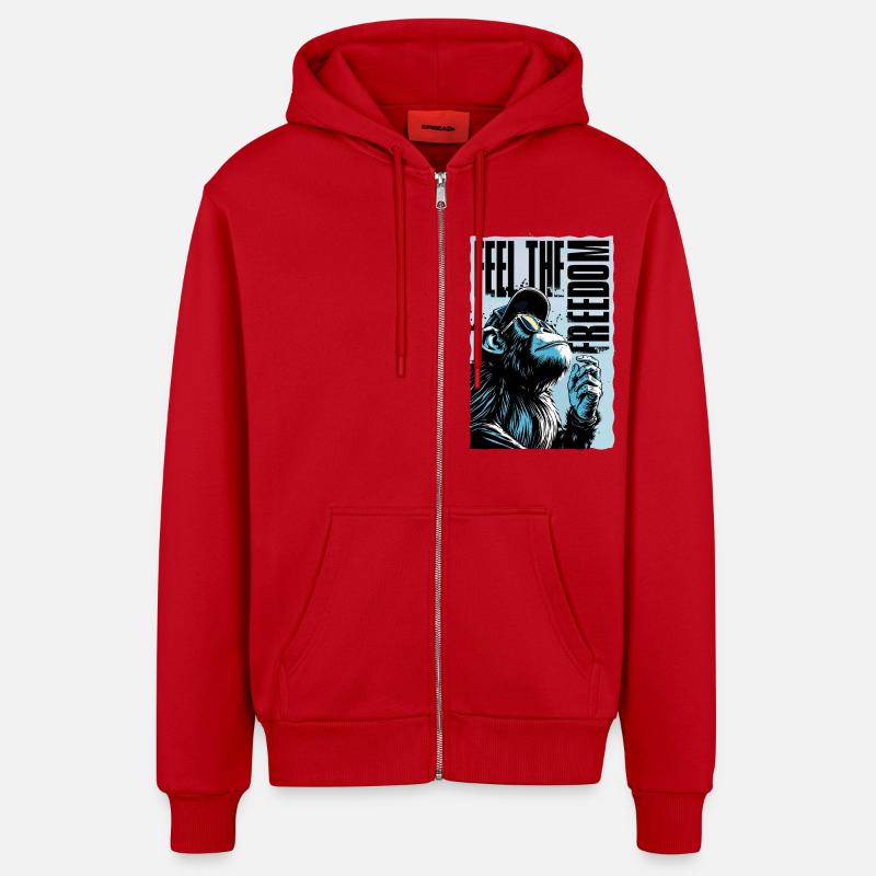 Ressentez la liberté – EnrolDesign - Veste à capuche bio décontractée fabriquée en UE - rouge