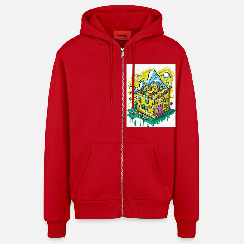 Es rappelt im Karton - Organic Relaxed Kapuzenjacke Made in EU - Rot