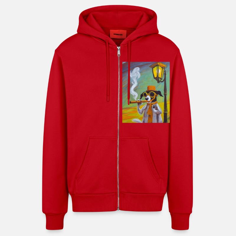 Chien distingué - Veste à capuche bio décontractée fabriquée en UE - rouge