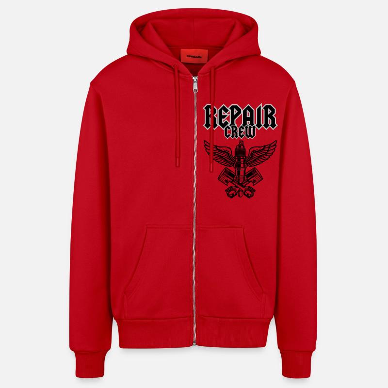 ÉQUIPE DE RÉPARATION - Veste à capuche bio décontractée fabriquée en UE - rouge