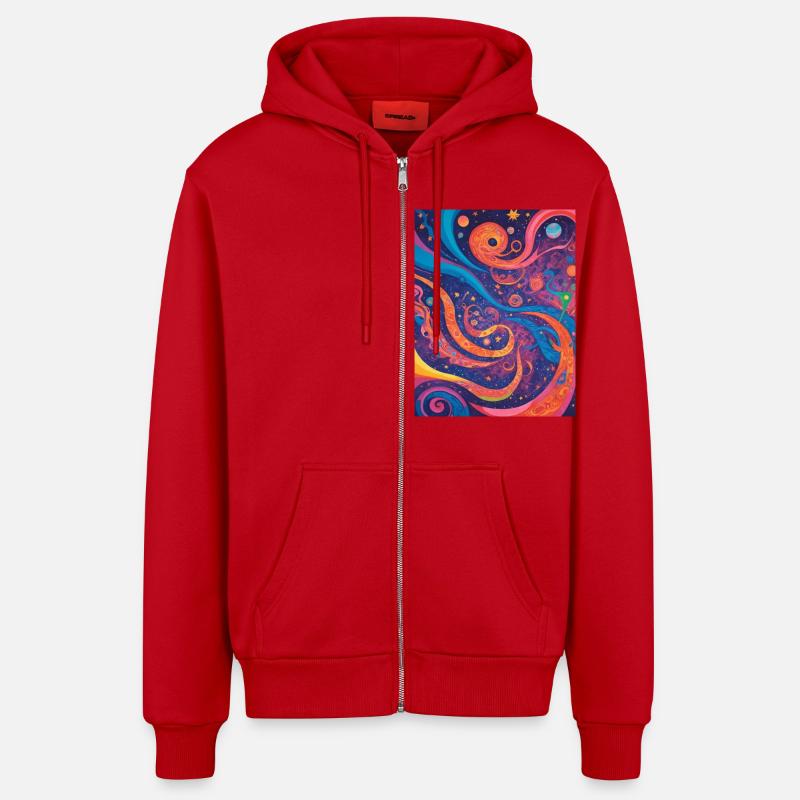 Kosmische Abstraktion - Organic Relaxed Kapuzenjacke Made in EU - Rot