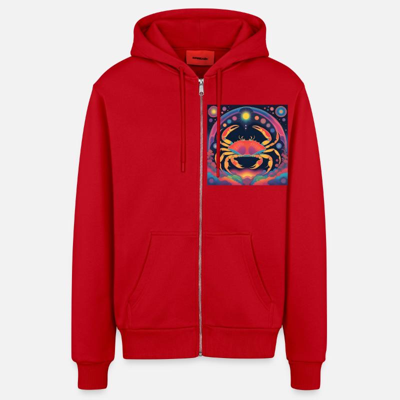 Cadeau d’astrologie étoile du Cancer - Veste à capuche bio décontractée fabriquée en UE - rouge
