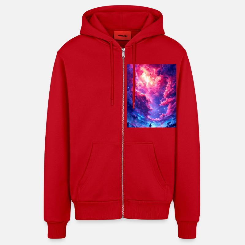 Coucher de soleil magique - Veste à capuche bio décontractée fabriquée en UE - rouge