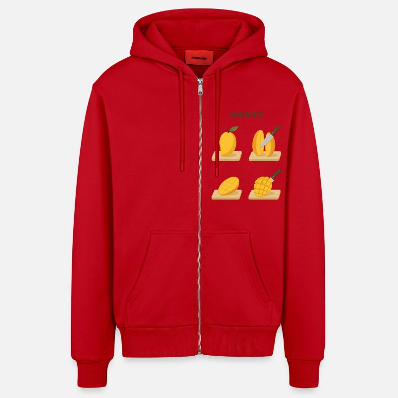 Mango Fruit Yummy Gift - Organic Relaxed Hooded Jacket Made in EU - red