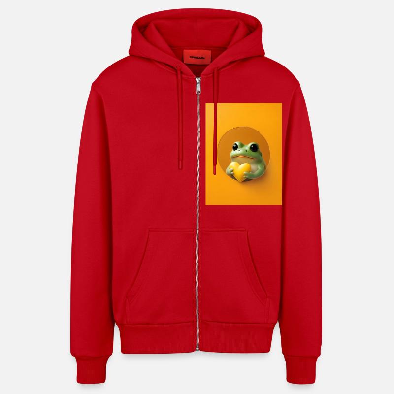 Frosch Herz niedlich Geschenk - Organic Relaxed Kapuzenjacke Made in EU - Rot