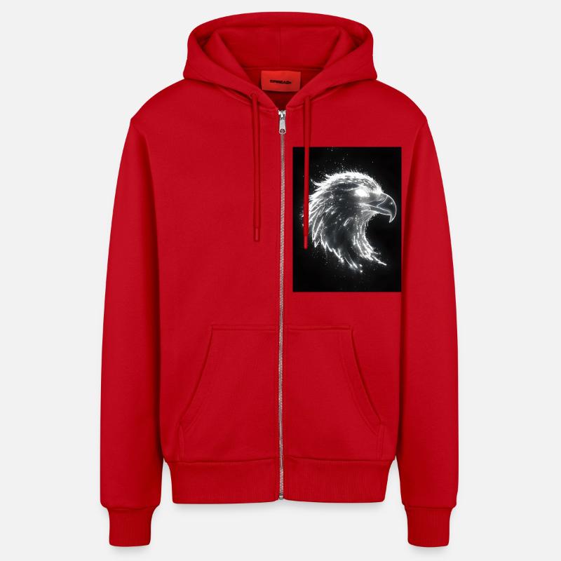 Eagle Silhouette Light Gift - Organic Relaxed Hooded Jacket Made in EU - red