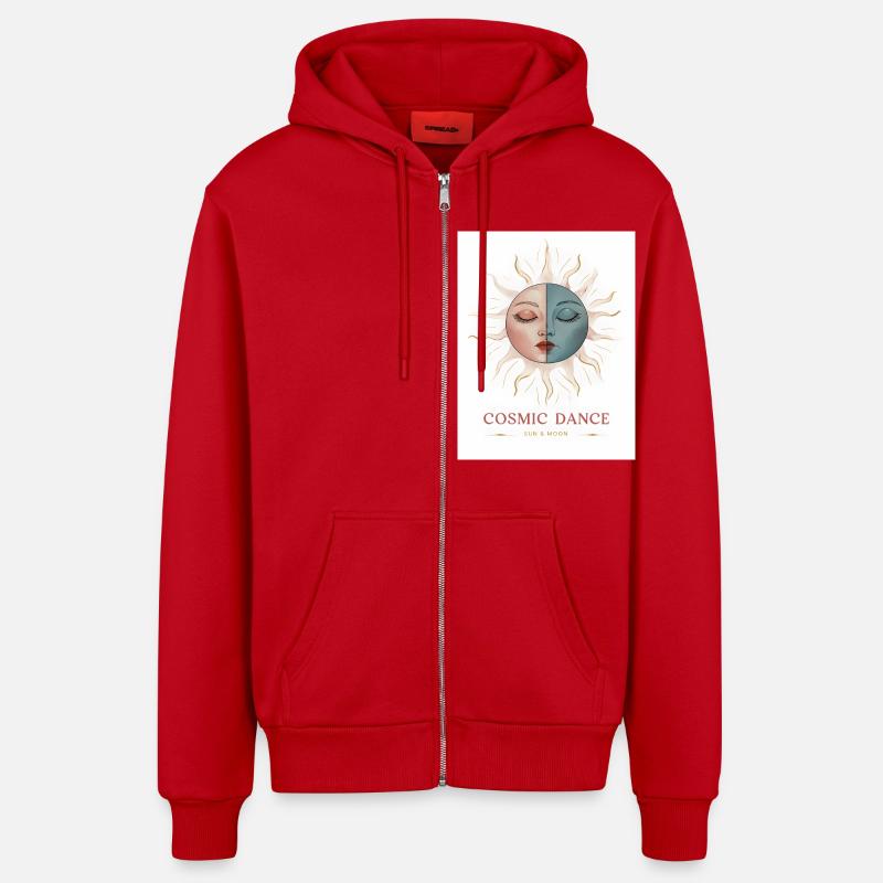 Danse Cosmique Don Spirituel - Veste à capuche bio décontractée fabriquée en UE - rouge