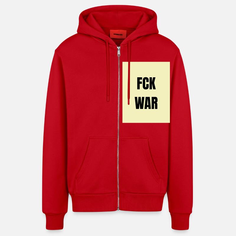 FCK WAR - Veste à capuche bio décontractée fabriquée en UE - rouge