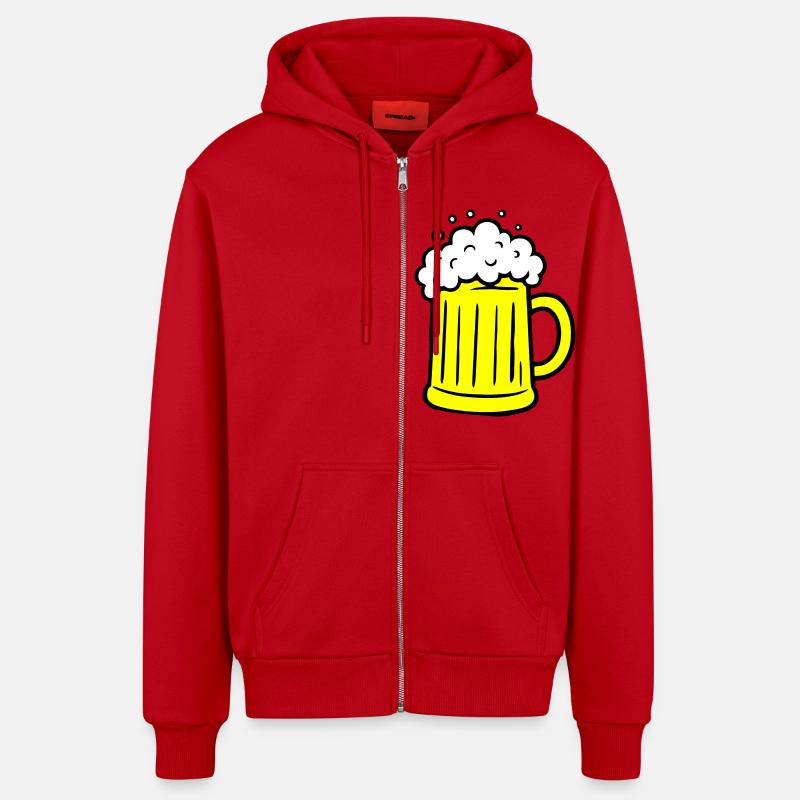 Verre à bière Beer Comic - Veste à capuche bio décontractée fabriquée en UE - rouge