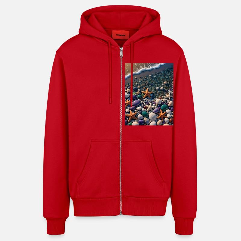 Seaside Star Treasure : Cyber Starfish - Veste à capuche bio décontractée fabriquée en UE - rouge