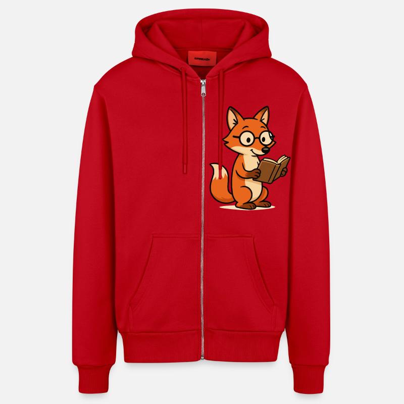 renard schlaufuchs - Veste à capuche bio décontractée fabriquée en UE - rouge