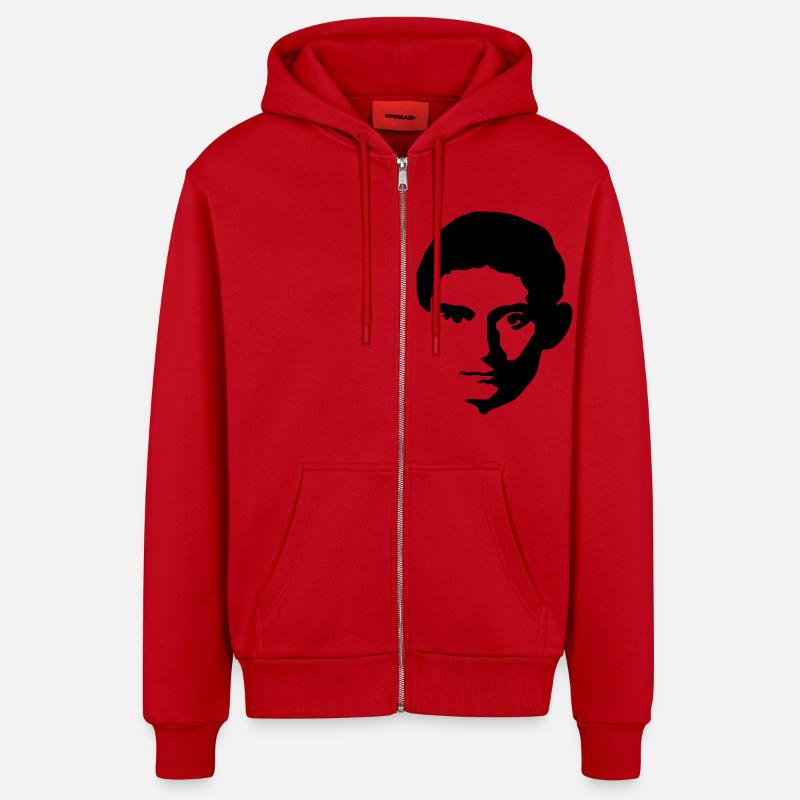 Franz Kafka - Veste à capuche bio décontractée fabriquée en UE - rouge