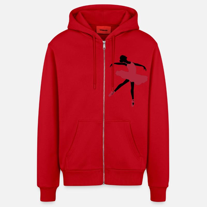 fille ballet - Veste à capuche bio décontractée fabriquée en UE - rouge