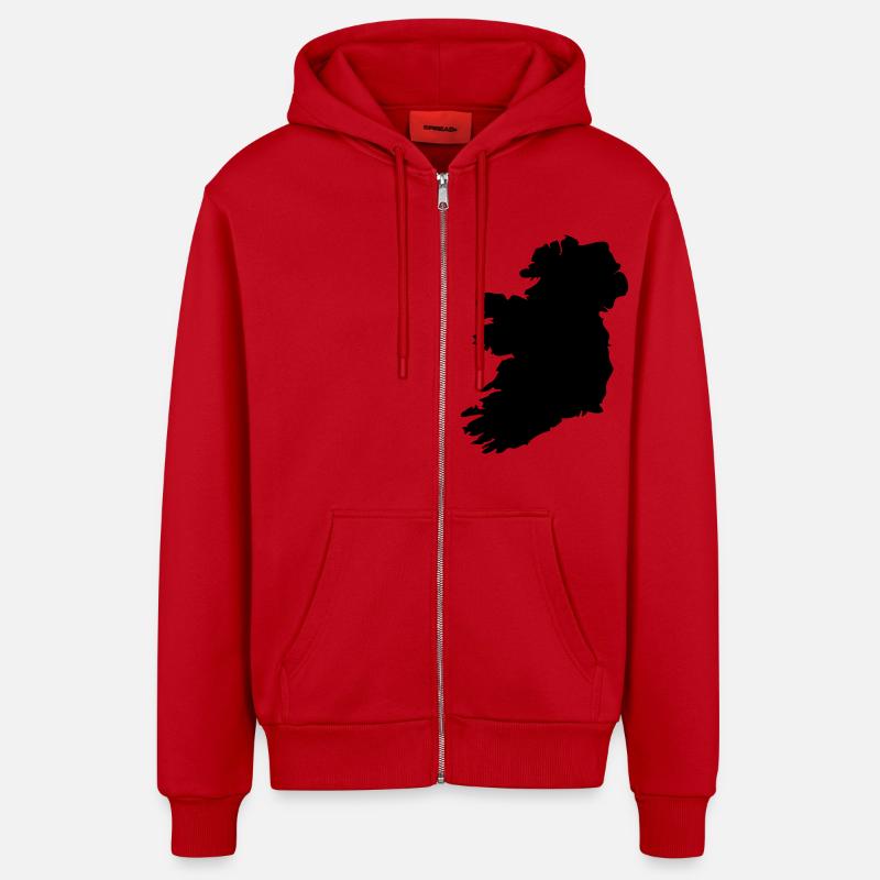 Irlande - Veste à capuche bio décontractée fabriquée en UE - rouge