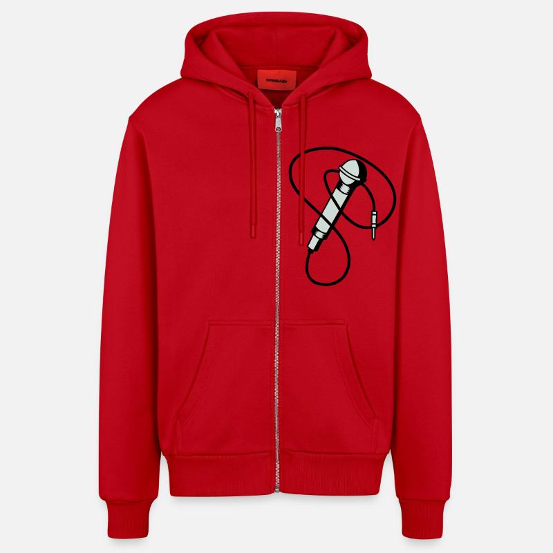microphone - Organic Relaxed Hooded Jacket Made in EU - red