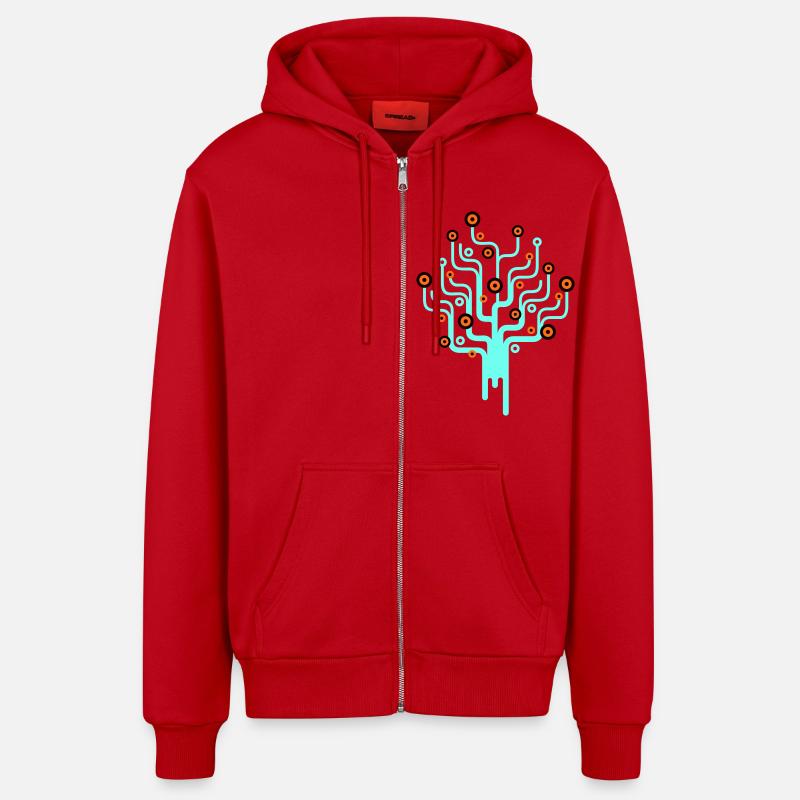 baum2_3f - Veste à capuche bio décontractée fabriquée en UE - rouge