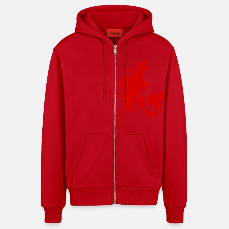 Danemark - Veste à capuche bio décontractée fabriquée en UE - rouge