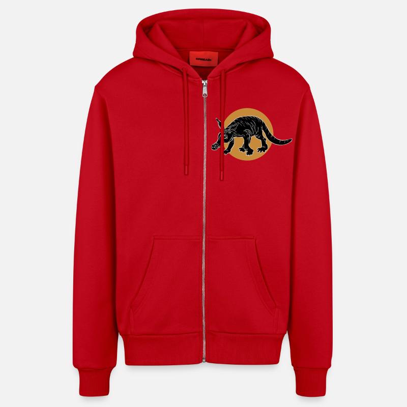 Oryctérope - Veste à capuche bio décontractée fabriquée en UE - rouge