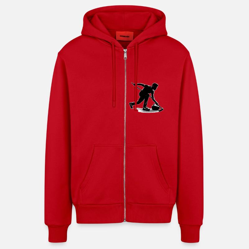 Contour du curling - Veste à capuche bio décontractée fabriquée en UE - rouge