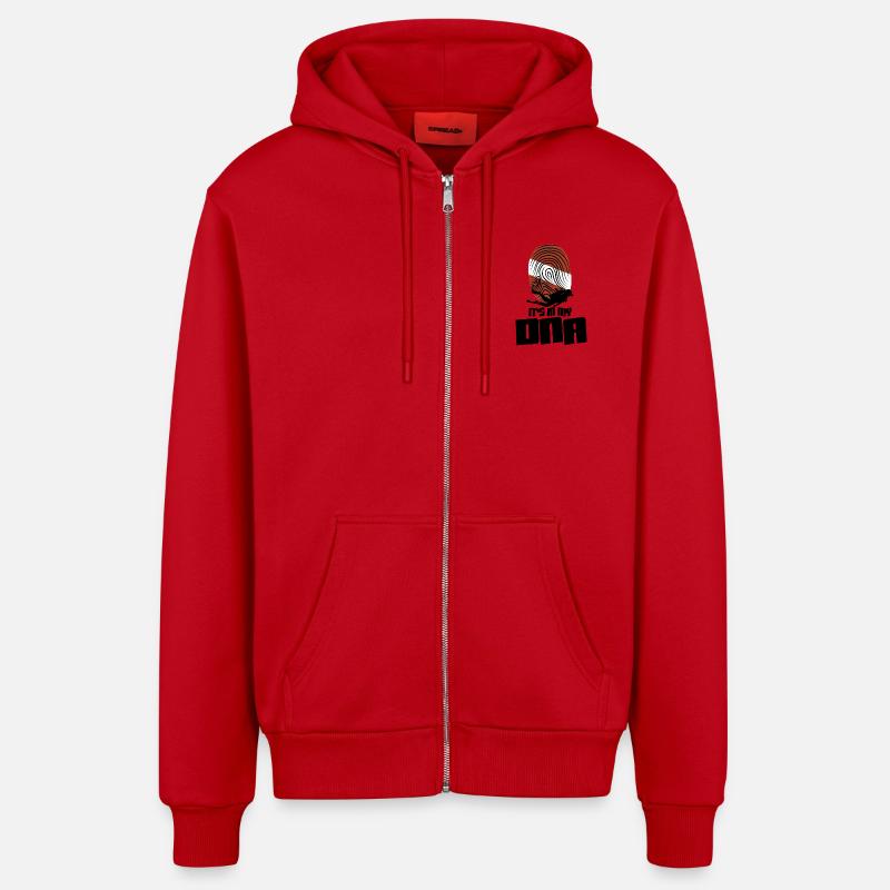 C’est dans mon ADN - Veste à capuche bio décontractée fabriquée en UE - rouge