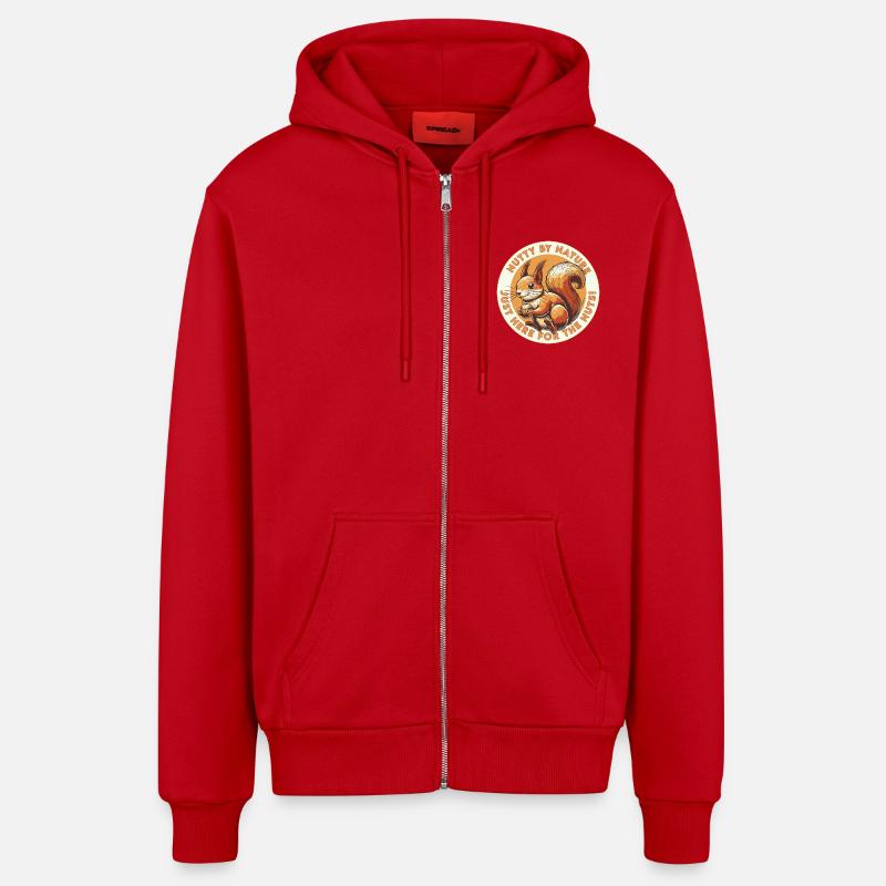 Noisette par nature - Veste à capuche bio décontractée fabriquée en UE - rouge