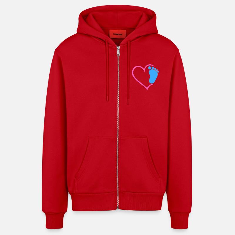 Empreinte de bébé - Veste à capuche bio décontractée fabriquée en UE - rouge