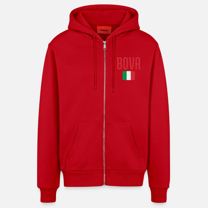 Drapeau italien de la BOVA - Veste à capuche bio décontractée fabriquée en UE - rouge