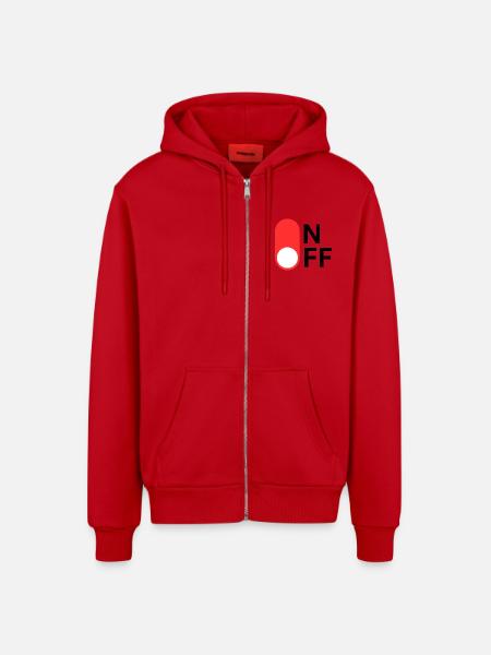 ON/OFF mode - Organic Relaxed Hooded Jacket Made in EU - red