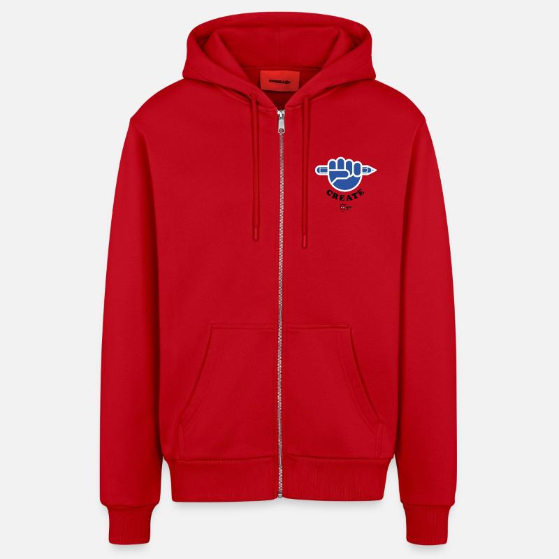 Create ! - Veste à capuche bio décontractée fabriquée en UE - rouge