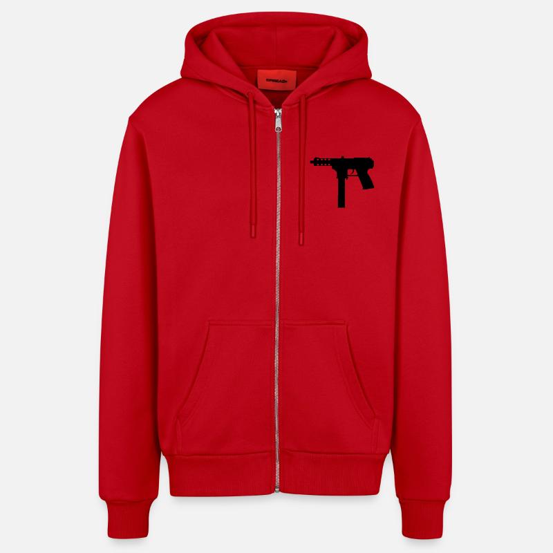 Le TEC-9 - Veste à capuche bio décontractée fabriquée en UE - rouge