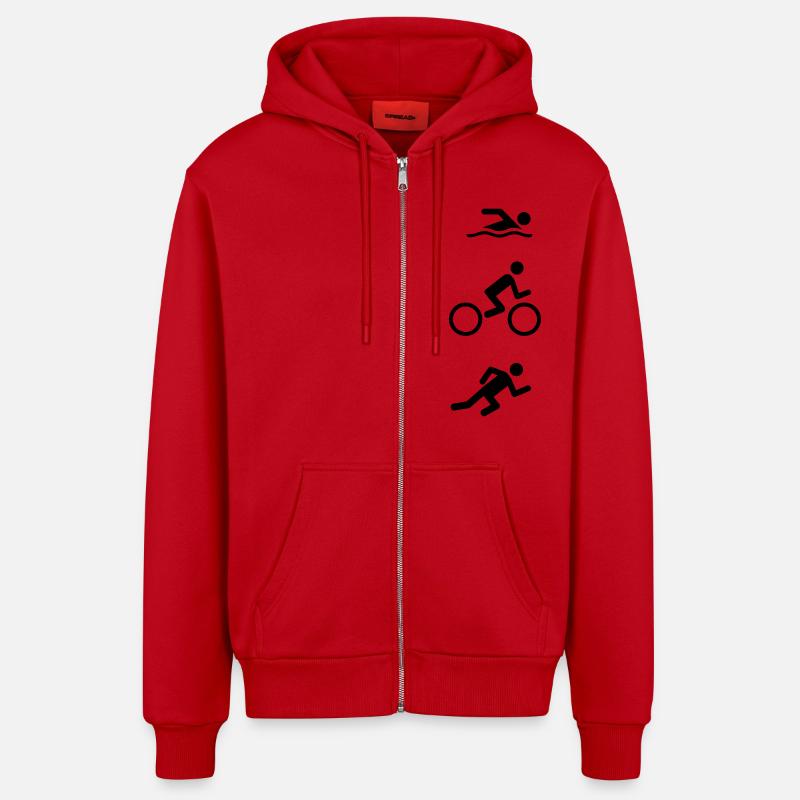 Triathlon - Veste à capuche bio décontractée fabriquée en UE - rouge