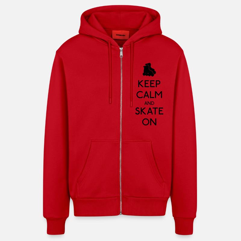 Keep Calm skate on - Veste à capuche bio décontractée fabriquée en UE - rouge