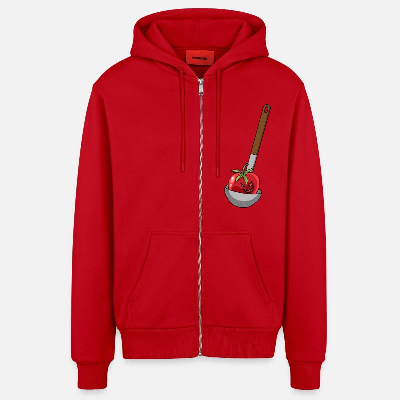 Louche à soupe tomate cook - Veste à capuche bio décontractée fabriquée en UE - rouge