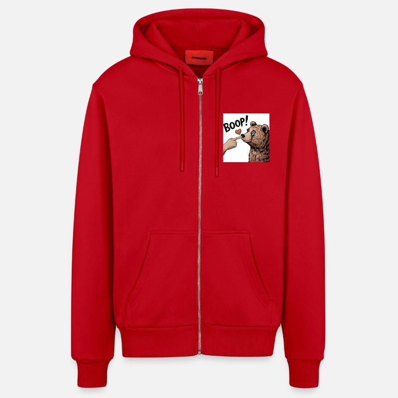 L’AMOUR DE L’OURS - Veste à capuche bio décontractée fabriquée en UE - rouge
