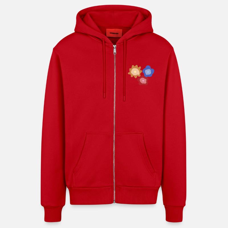 Cercles de fleurs abstraits - Veste à capuche bio décontractée fabriquée en UE - rouge