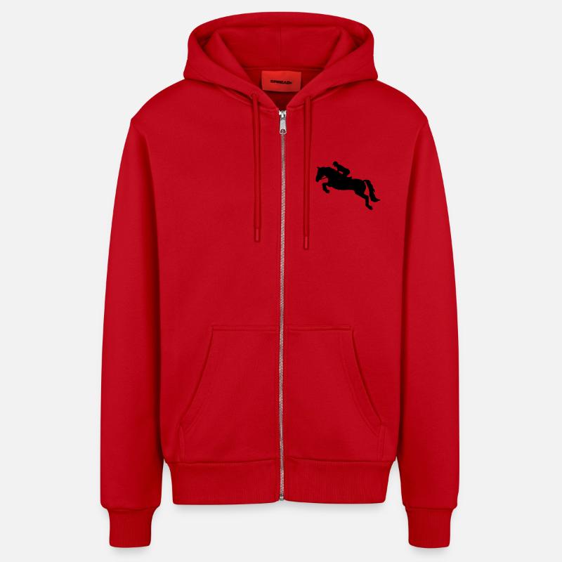 Springreiten - Organic Relaxed Kapuzenjacke Made in EU - Rot