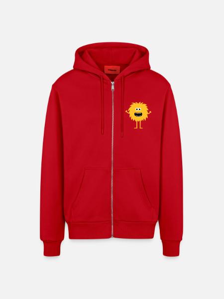 Funny Cute Monster - Organic Relaxed Hooded Jacket Made in EU - red
