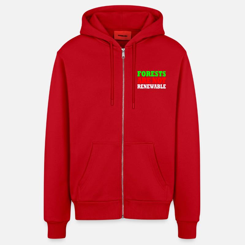 forests are not renewable - Veste à capuche bio décontractée fabriquée en UE - rouge
