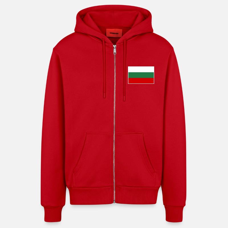 Drapeau de la Bulgarie - Veste à capuche bio décontractée fabriquée en UE - rouge