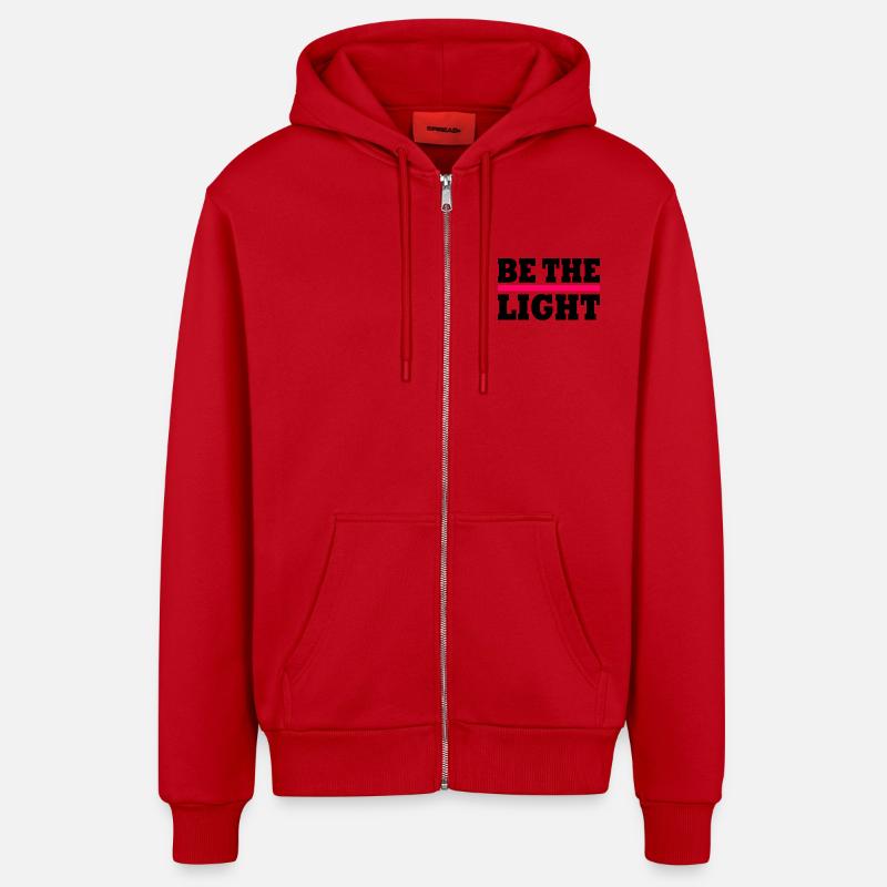 Be the light - Veste à capuche bio décontractée fabriquée en UE - rouge