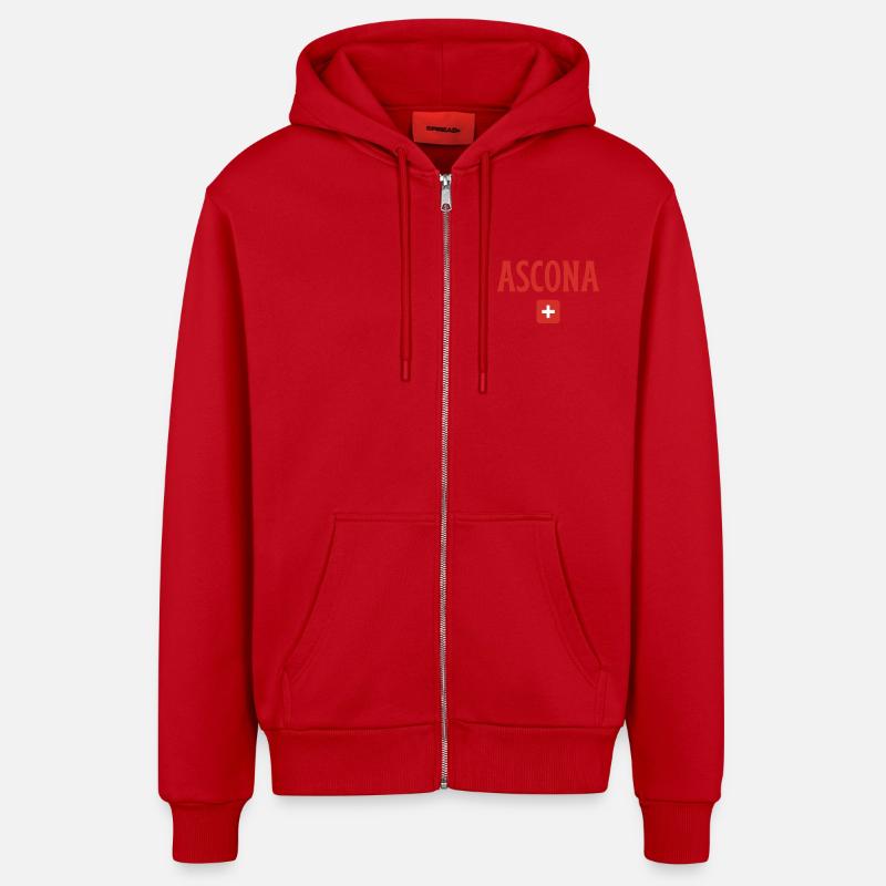 Ascona Drapeau suisse - Veste à capuche bio décontractée fabriquée en UE - rouge