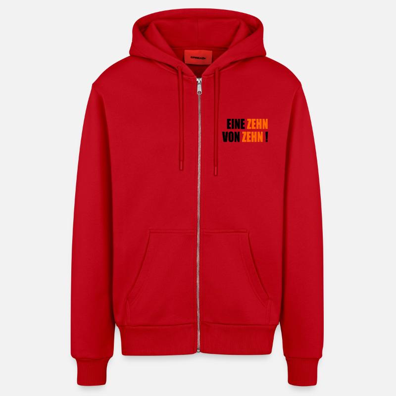 Dix sur dix - compliments - Veste à capuche bio décontractée fabriquée en UE - rouge
