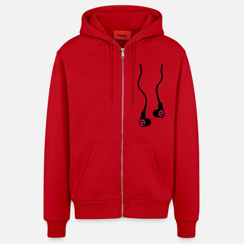 Aller écouteurs - Veste à capuche bio décontractée fabriquée en UE - rouge
