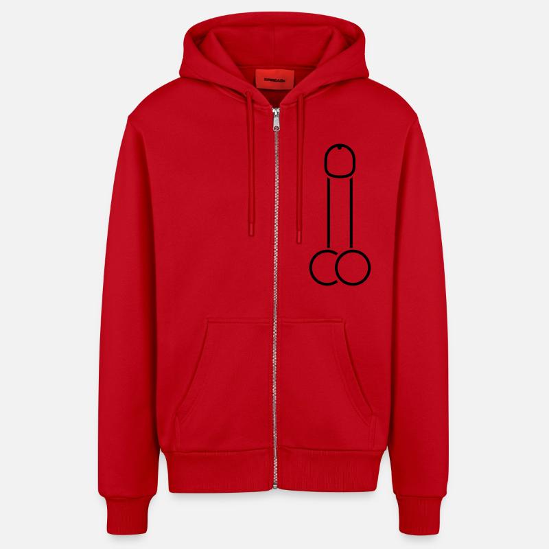 dick__r1 - Veste à capuche bio décontractée fabriquée en UE - rouge