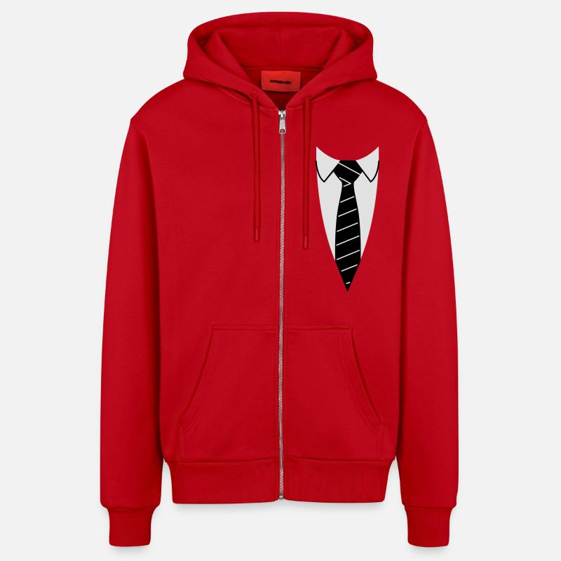 cravate - Veste à capuche bio décontractée fabriquée en UE - rouge