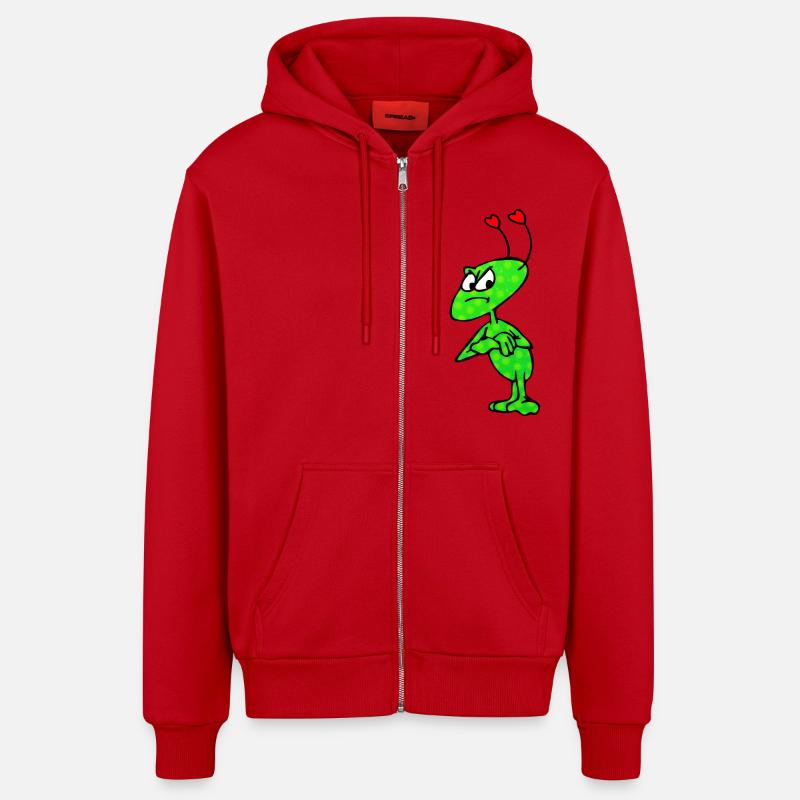 « Grummel-Trine » - Aimez-moi! - Veste à capuche bio décontractée fabriquée en UE - rouge